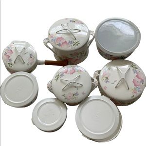 Kobë Japan Cookware Set Courtney Metal Enamelware Pastel Flowers